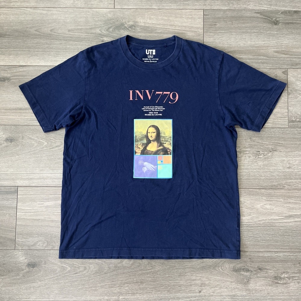 Uniqlo Mens L Musee Du Louvre Peter Saville Mona Lisa T Shirt Blue
